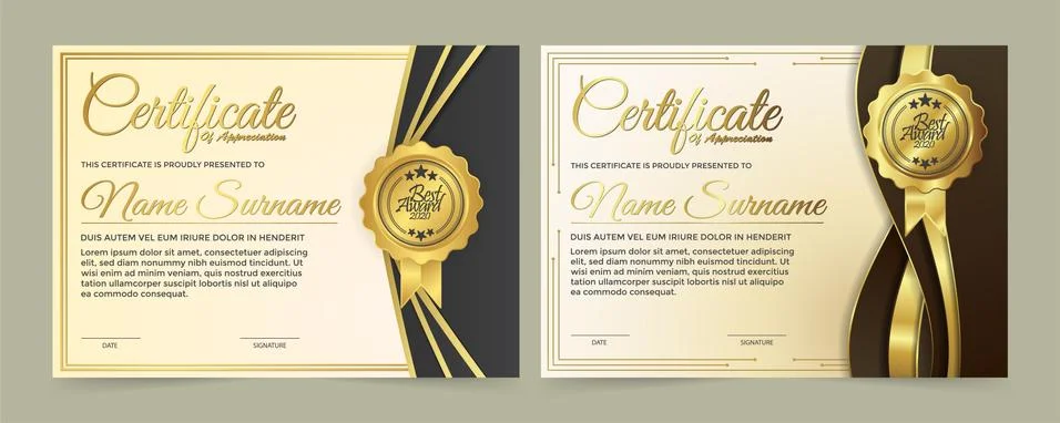 Premium golden black certificate template design Stock Illustration
