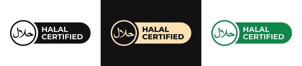 Premium Halal Certified label vector design. Islamic Ramadan food icon gold.. Stock Illustration