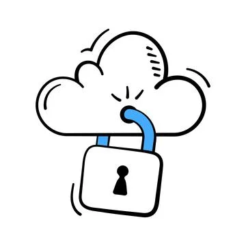 A premium hand drawn icon of cloud security lock, easy to edit 스톡 일러스트