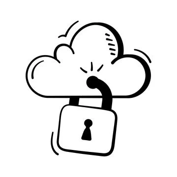 A premium hand drawn icon of cloud security lock, easy to edit Illustrazione stock