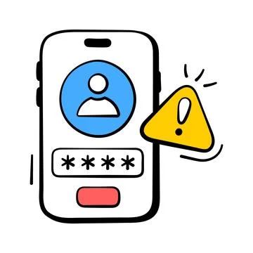 A premium hand drawn icon representing mobile authentication security. Stock Illustration