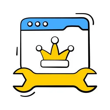 A premium hand drawn icon representing premium service crown Stock Illustration