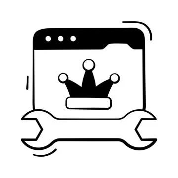 A premium hand drawn icon representing premium service crown Stock Illustration
