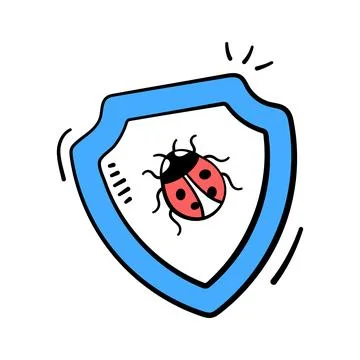 A premium hand drawn icon of security shield protection. 스톡 일러스트
