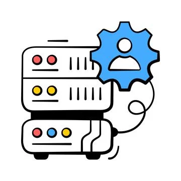 A premium hand drawn icon of server configuration system Stock Illustration
