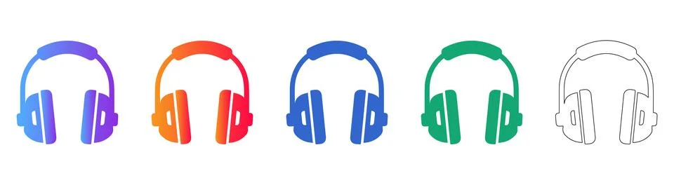 Premium Headset Vector Icon Set Stock Illustration