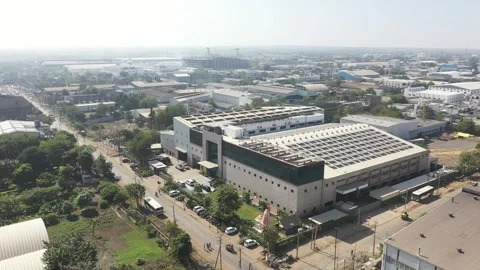 Premium industrial facility featuring office sections and expansive Stock Footage 331633506