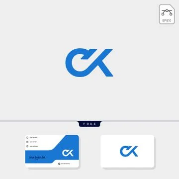 Premium initial Ck, KC, C, or K creative logo template and business card desi Stock Illustration