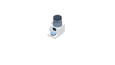 Premium isometric 3D animated smart pet feeder icon featuring a food hopper.. Stock Footage 345416439