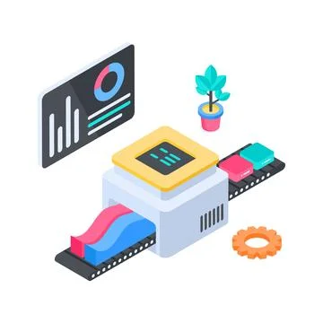 Premium isometric illustration of remote programmer working at a home office. 库存插图