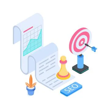 Premium isometric illustration representing target marketing strategy and Stock Illustration