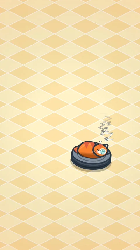 Premium Isometric Loaf Cat Sleeping On Robot Vacuum Loop Video stock 330733890