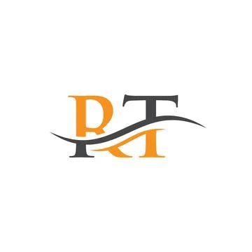 Premium Letter RT Logo Design with water wave concept. RT letter logo design Stock Illustration