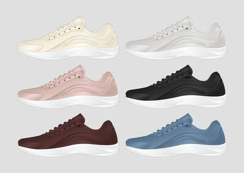 Premium Lightweight Barefoot Inspired Athletic Sneakers Breathable Mesh Upper Stock Illustration