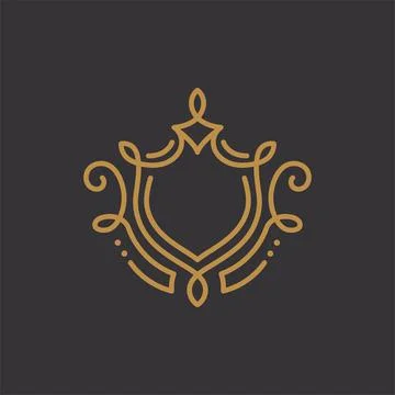 Premium linear shield monogram vector logo Stock Illustration