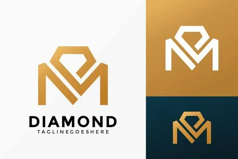 Premium M Diamond Logo Vector Design. Abstract emblem, designs concept, logos 스톡 일러스트
