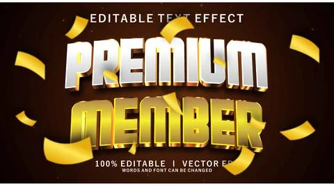 Premium member 3d vector text effect with modern style design Stock Illustration