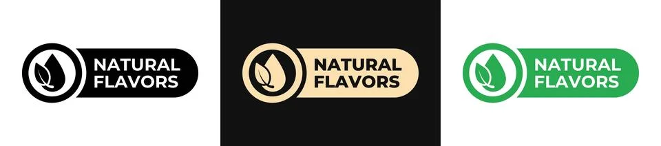 Premium Natural Flavors label vector design. Only organic flavors icon gold.. Stock Illustration