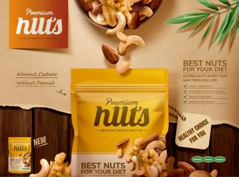Premium nuts ads Stock Illustration