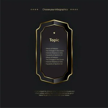 A premium options button template on dark background design, a Golden chart u Stock Illustration