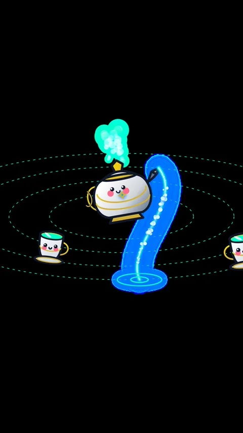 Premium Orbital Magic Teapot Glowing Tea Solar System Loop 스톡 동영상 330733903