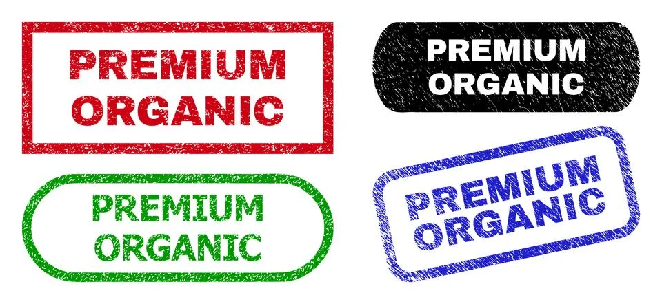PREMIUM ORGANIC Rectangle Stamps Using Rubber Style Stock Illustration