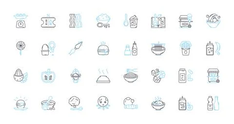 Premium pantry linear icons set. Gourmet, Luxurious, Exclusive, Posh, Decadent Stock Illustration