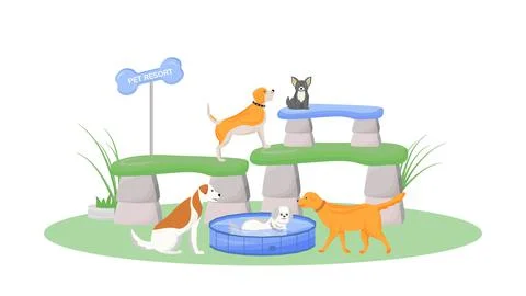 Premium pet resort flat color vector character Stock Illustration