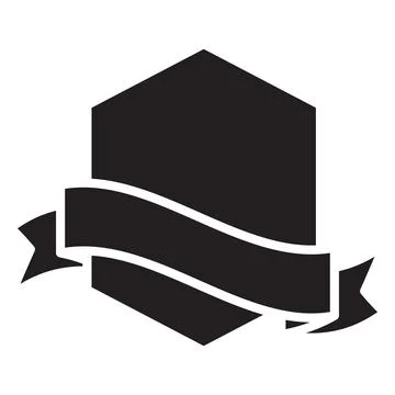 Premium quality badge hexagon shape with ribbon, vector black medal stamp Stock Illustration