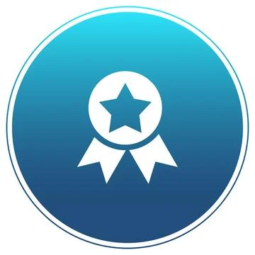 Premium Quality Badge Icon: Vector award ribbon with a star in a circle Stock Illustration