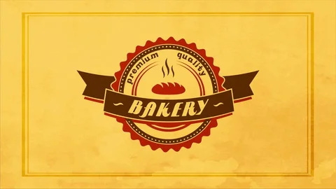 Premium quality bakehouse with rounded decorated with a cooked bread cartoon and Stock Footage 129272119