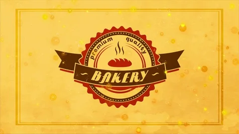 Premium quality bakery with rounded decorated with a baked bread doodle and Stock Footage 129272180