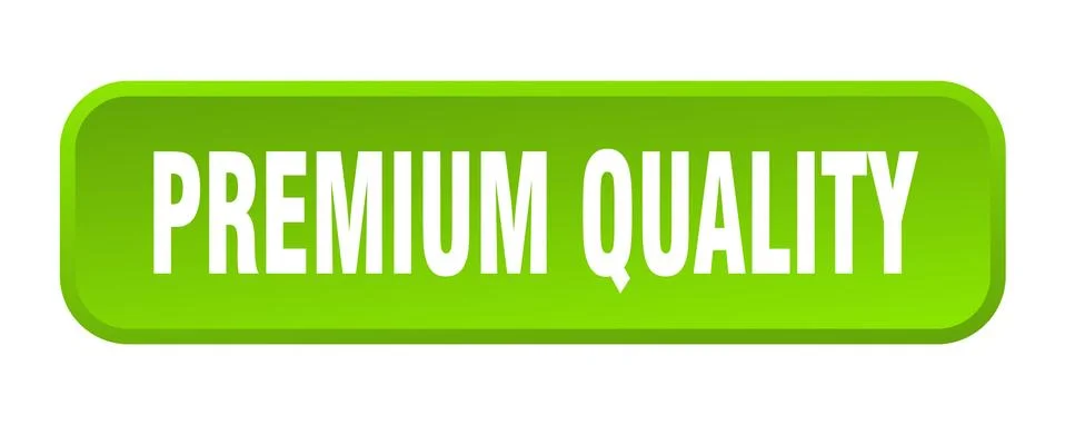 Premium quality button. premium quality square 3d push button Illustrazione stock
