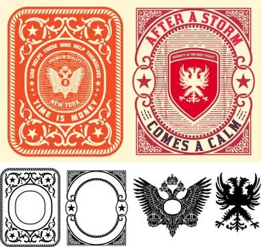 Premium Quality Cards set. Baroque ornaments and floral details. Stock Illustration