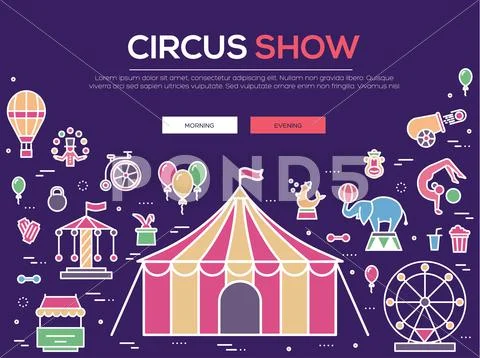 Premium quality circus outline icons collection set. Festival linear symbol Stock Illustration