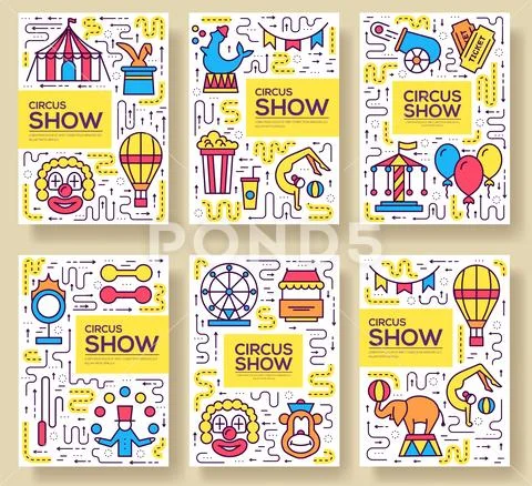 Premium quality circus outline icons infographic set. Festival linear symbol Stock Illustration