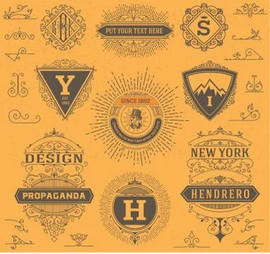 Premium quality design resources. Labels, banners and design ele Stock Illustration