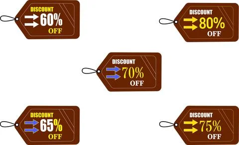 Premium quality discount labels vector  with 60% to 80% off  special offer tags Stock Illustration