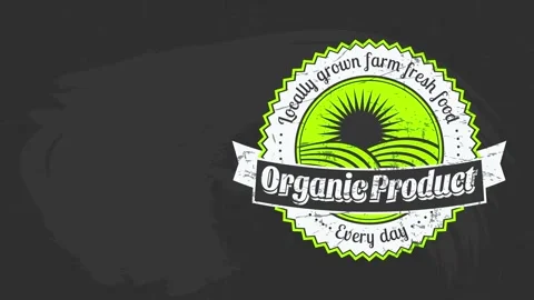 Premium quality fruit vegetables ranch aliment good mark on chalkboard Stock Footage 130670844