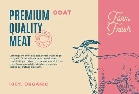 Premium Quality Goat. Abstract Vector Meat Packaging Design or Label. Modern Stock-Illustration