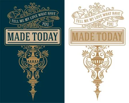 Premium Quality insignia. Baroque ornaments and floral details. Stock Illustration