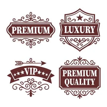 Premium Quality, Label Vector Isolated in vintage Flat Style. Logo Design Vector Stock Illustration