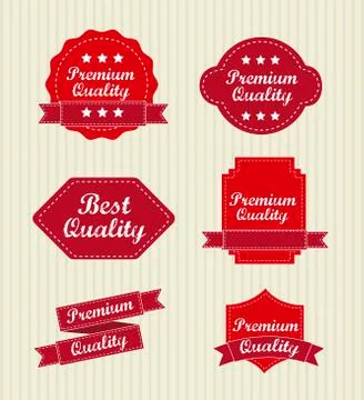 Premium quality labels over beige background. vector Stockillustratie