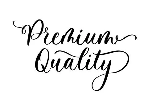 Premium Quality lettering in elegant cursive script for branding and product  Stock Illustration