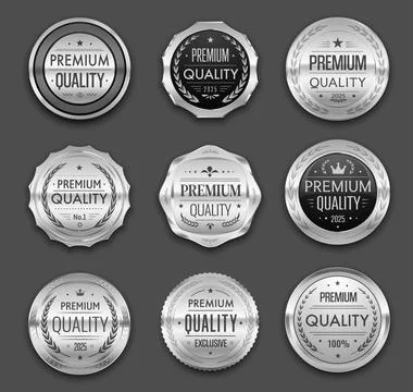 Premium quality silver badges and labels Stock Illustration