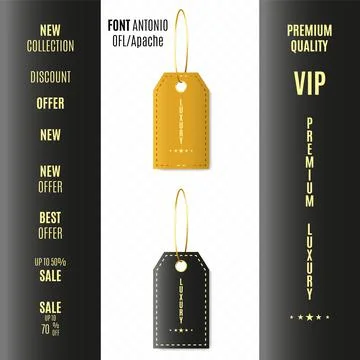 Premium quality vector badges. Luxury black and golden labels. Vector Stock Illustration