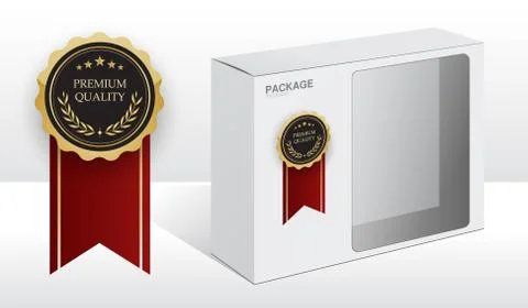 Premium quality white package box for software and hardware, vector Illustration Illustrazione stock