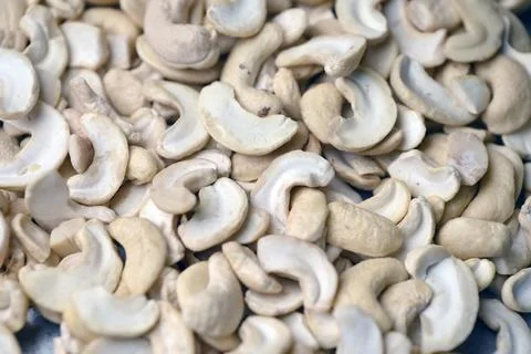 Premium Raw Cashew Nuts Background Natural Whole Cashews Macro Close Up Fotos de archivo