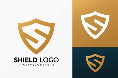 Premium S Shield Logo Vector Design. Abstract emblem, designs concept, logos, Ilustração Stock