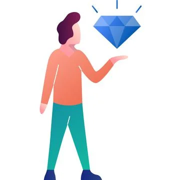Premium service icon flat vector man with gemstone Stock Illustration